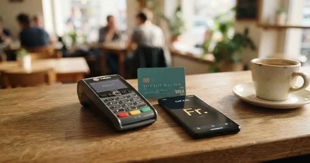 Kartenterminal und Smartphone mit einer ausstehenden Zahlungsbenachrichtigung — 40 franken bonus ohne einzahlung casino