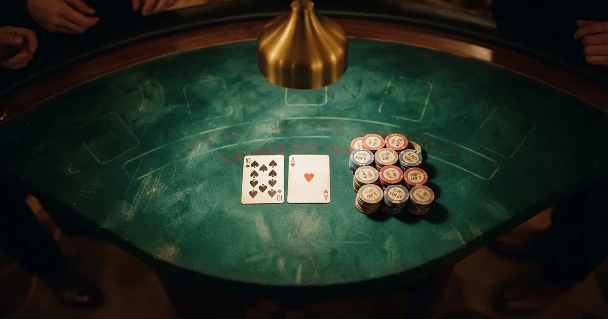 Beleuchteter Spieltisch mit Karten, von oben gesehen — aviator online casino