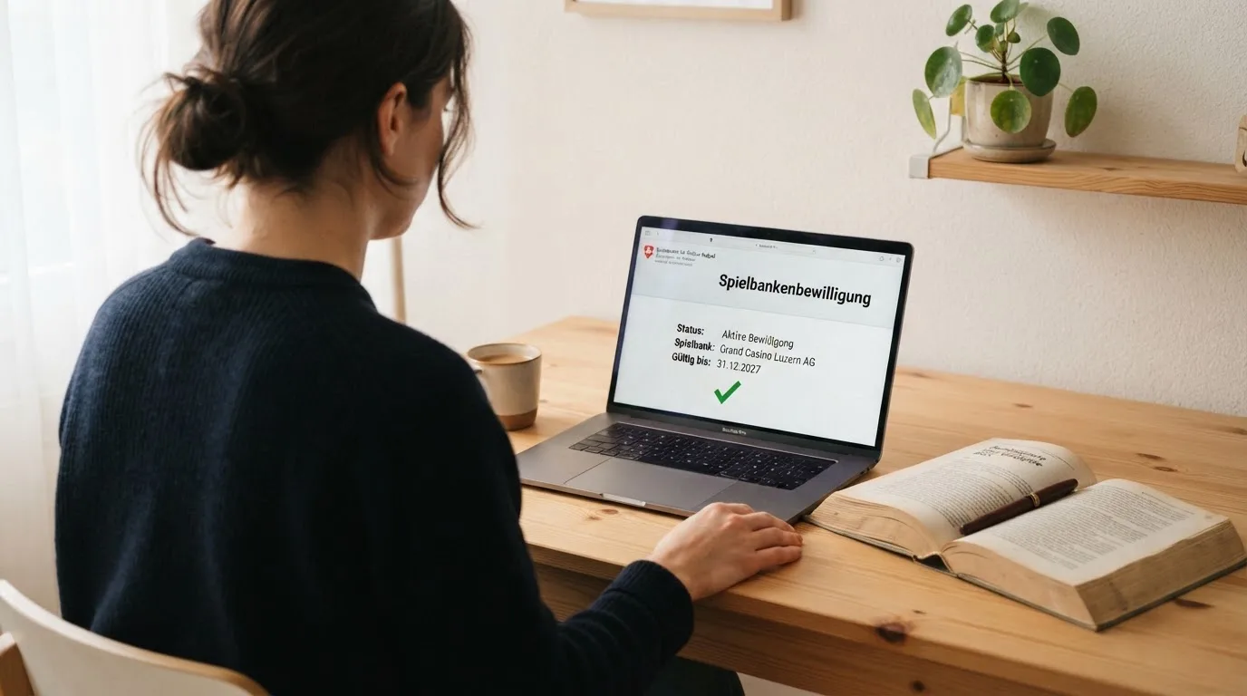 Amtliches Schreiben mit Stempel auf einem Schreibtisch neben einem Gesetzbuch — best crypto casino schweiz