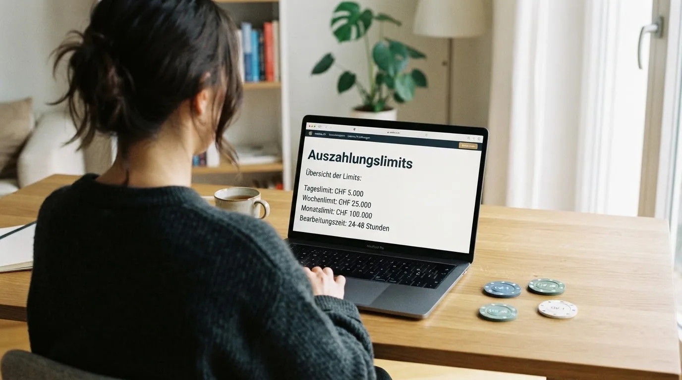 Person am Laptop liest eine Übersichtsseite zu Geldspielen im Internet — beste online casinos ohne verifizierung