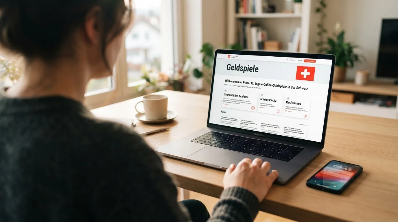 Person am Laptop liest eine Übersichtsseite zu Geldspielen im Internet — online casino bonus ohne einzahlung sofort